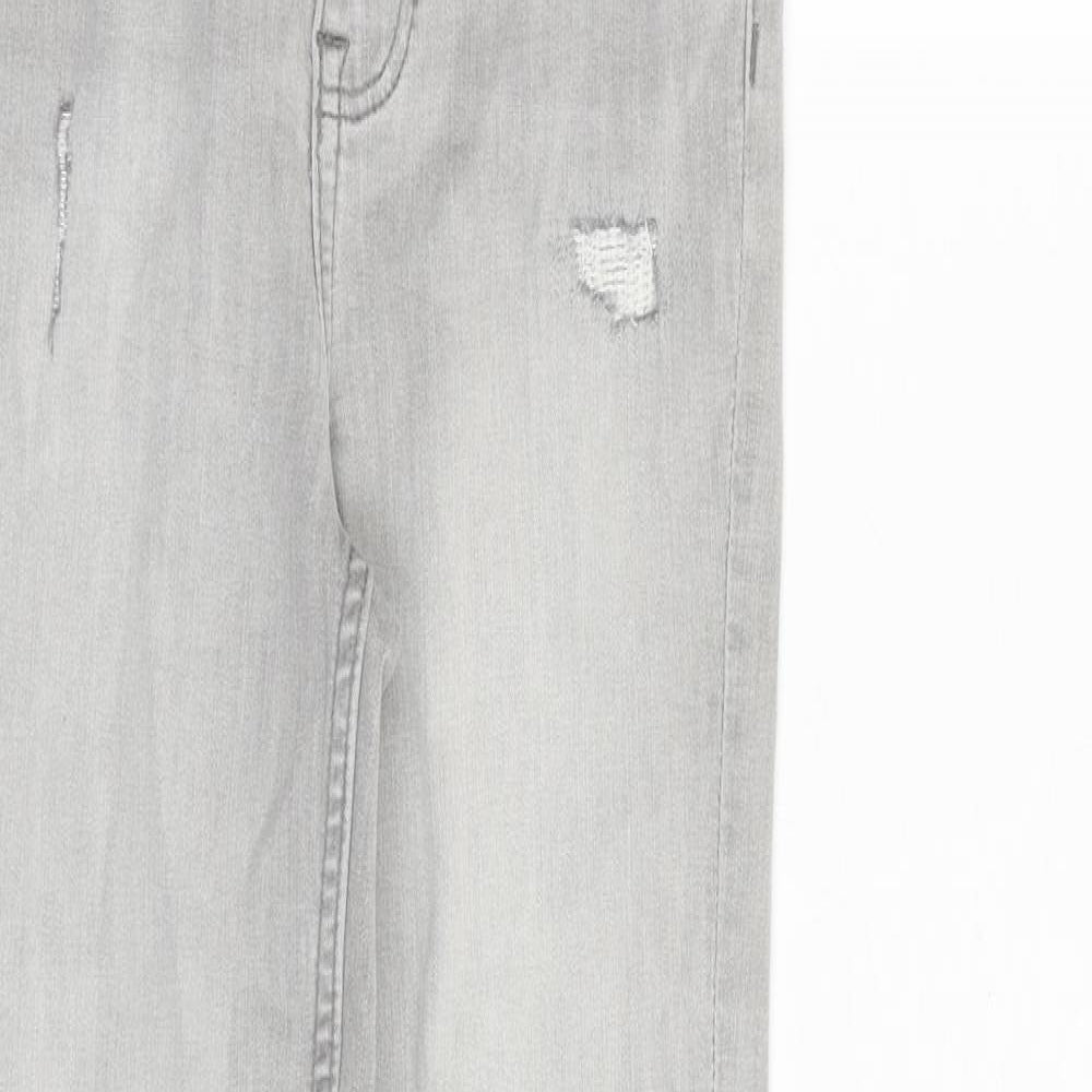 Marks and Spencer Womens Grey Cotton Skinny Jeans Size 6 Slim Zip
