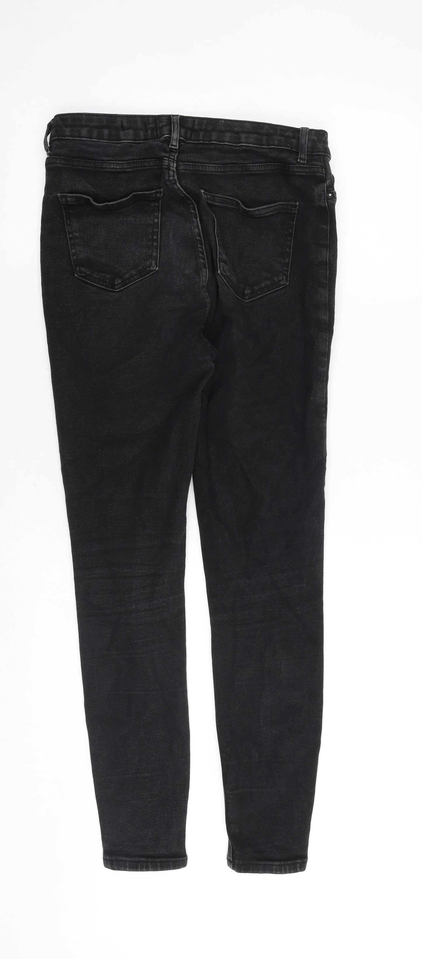 New Look Womens Black Cotton Skinny Jeans Size 14 Regular Zip