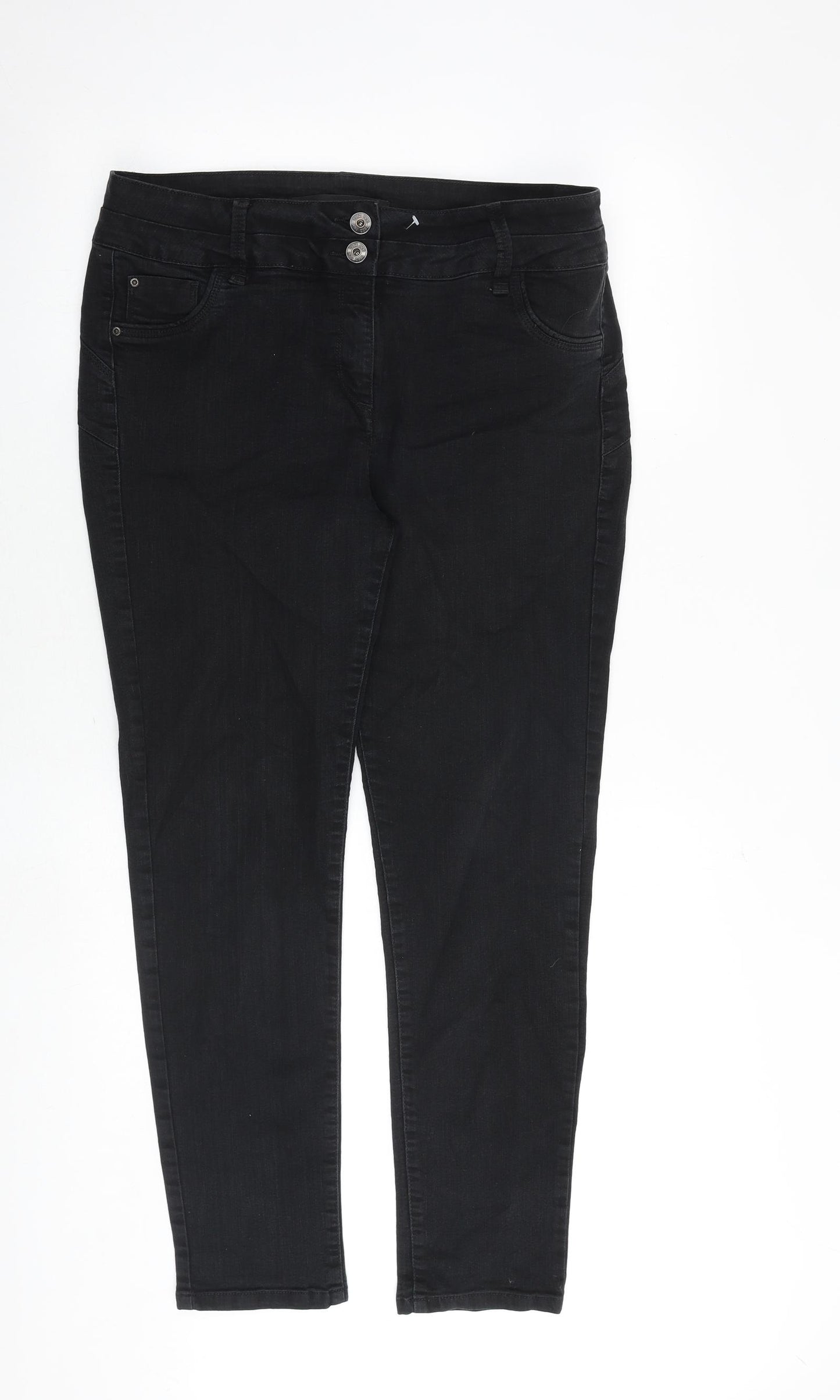 NEXT Womens Black Cotton Skinny Jeans Size 16 Regular Zip