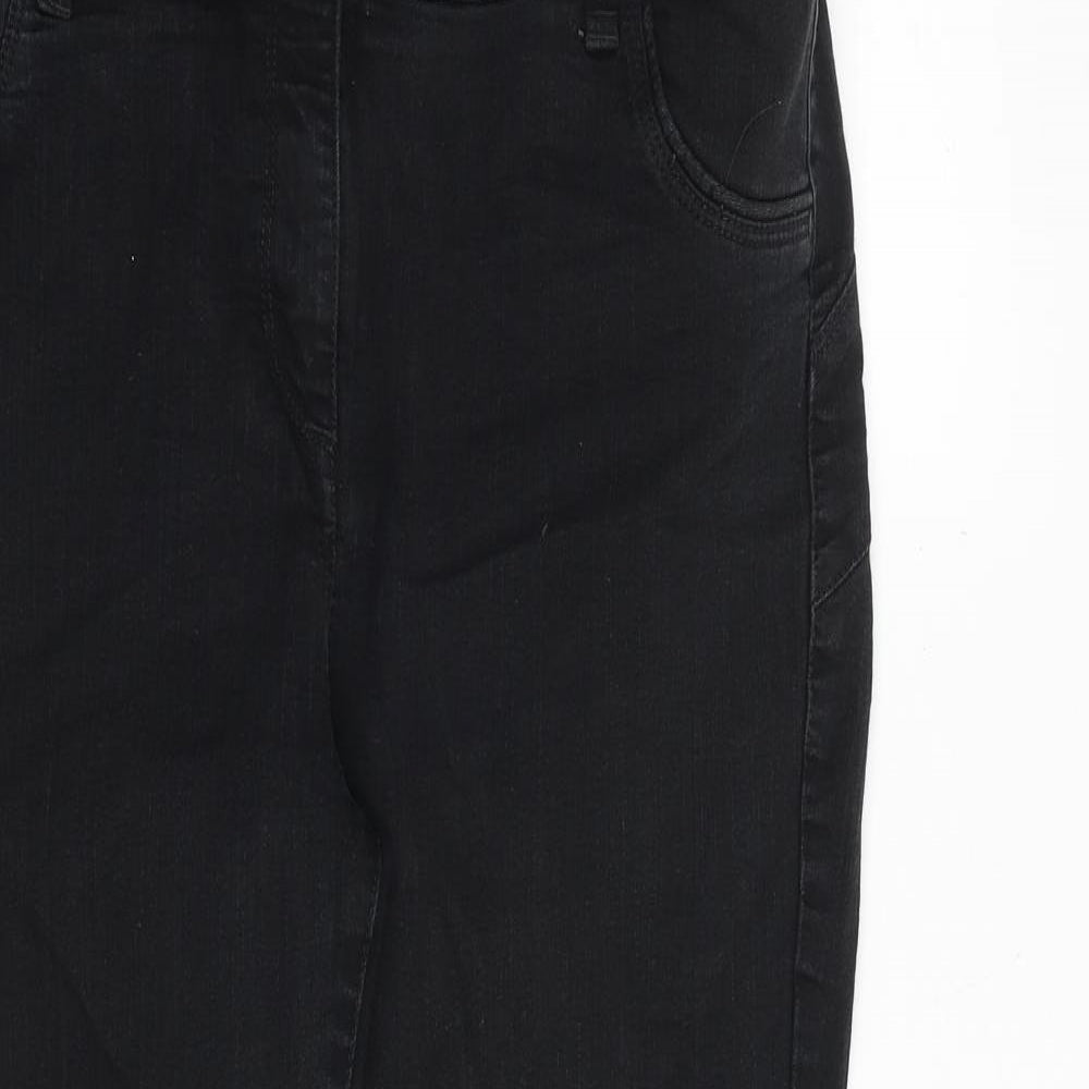 NEXT Womens Black Cotton Skinny Jeans Size 16 Regular Zip
