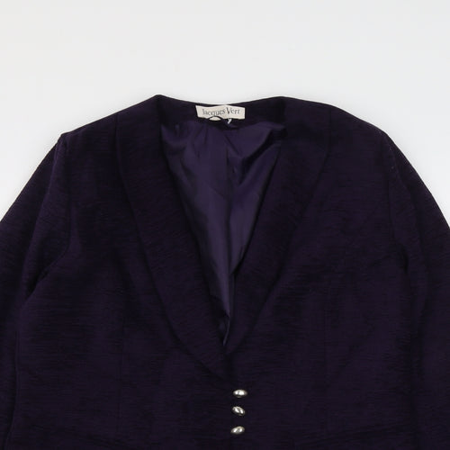 Jacques Vert Womens Purple Overcoat Coat Size 14 Button