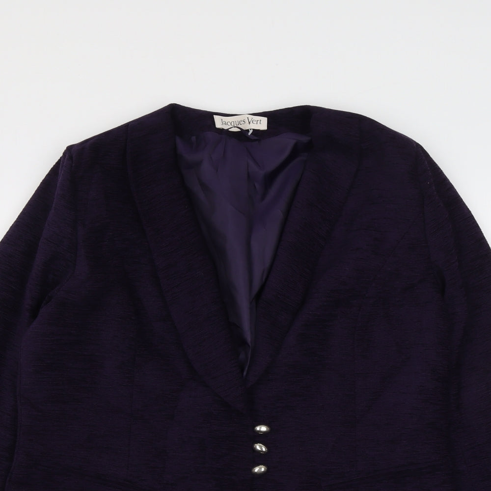 Jacques Vert Womens Purple Overcoat Coat Size 14 Button