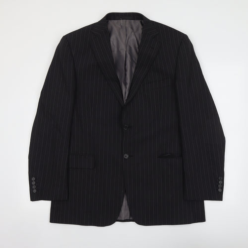 Marks and Spencer Mens Grey Striped Polyester Jacket Suit Jacket Size 42 Regular