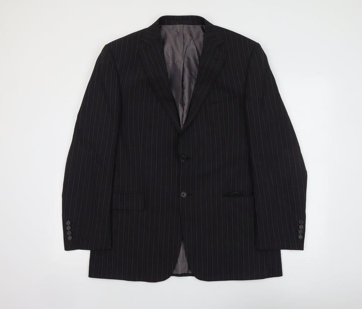 Marks and Spencer Mens Grey Striped Polyester Jacket Suit Jacket Size 42 Regular