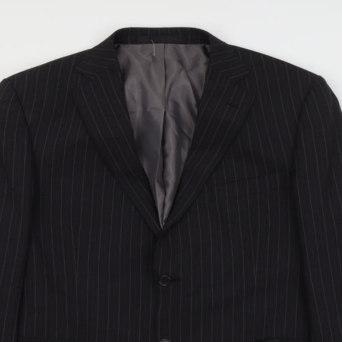 Marks and Spencer Mens Grey Striped Polyester Jacket Suit Jacket Size 42 Regular