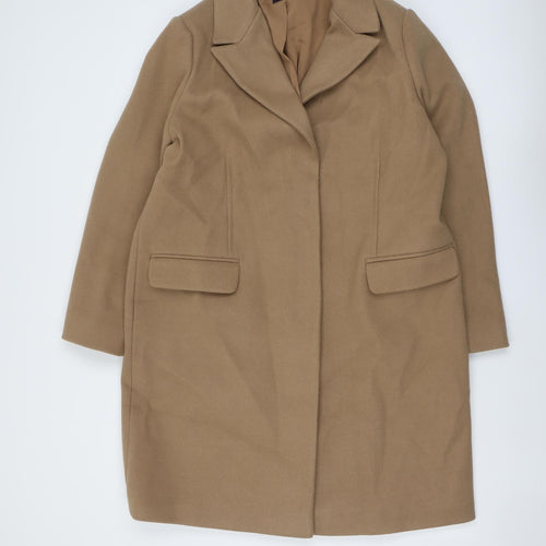 Marks and Spencer Womens Beige Overcoat Coat Size 16 Snap