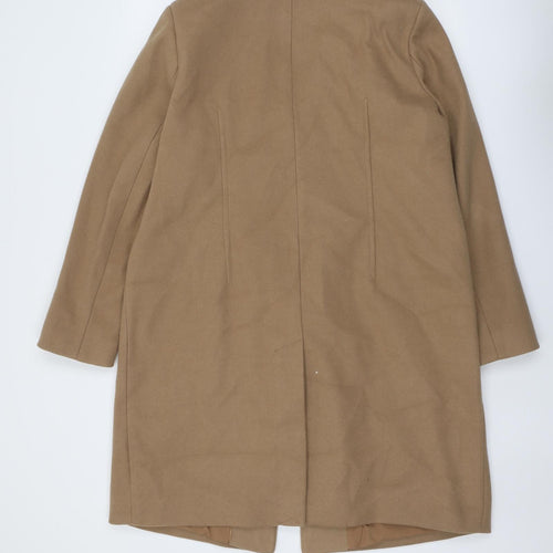 Marks and Spencer Womens Beige Overcoat Coat Size 16 Snap