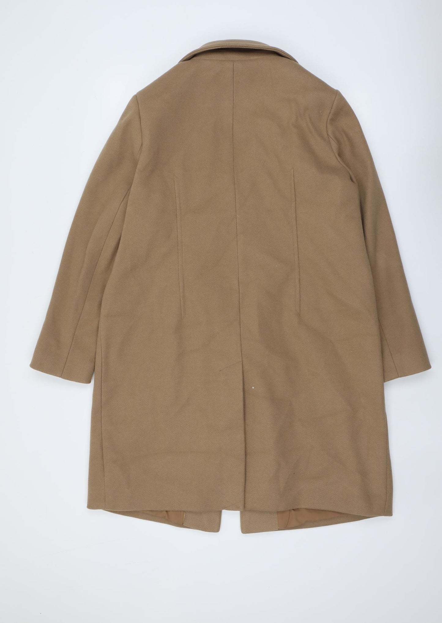 Marks and Spencer Womens Beige Overcoat Coat Size 16 Snap