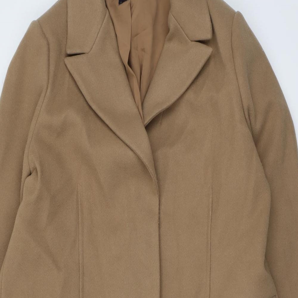 Marks and Spencer Womens Beige Overcoat Coat Size 16 Snap