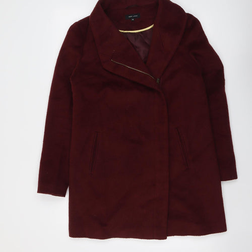 New Look Womens Red Overcoat Coat Size 10 Zip