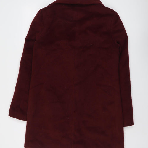New Look Womens Red Overcoat Coat Size 10 Zip