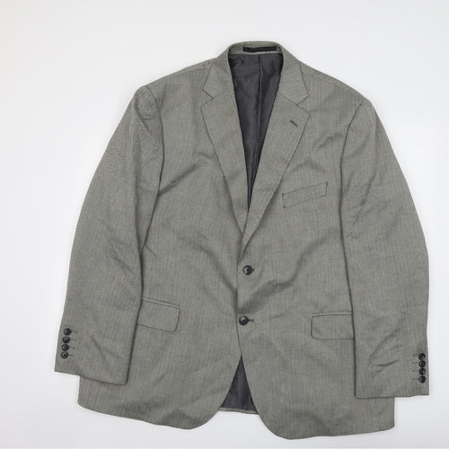 Marks and Spencer Mens Grey Striped Polyester Jacket Suit Jacket Size 46 Regular