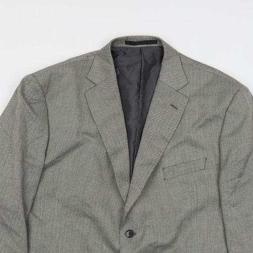 Marks and Spencer Mens Grey Striped Polyester Jacket Suit Jacket Size 46 Regular