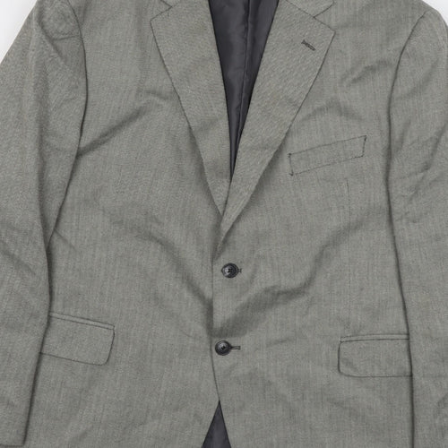 Marks and Spencer Mens Grey Striped Polyester Jacket Suit Jacket Size 46 Regular