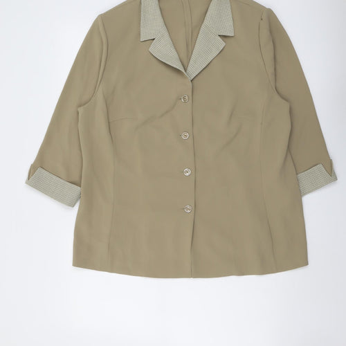 FRANK WALDER Womens Beige Jacket Blazer Size 18 Button