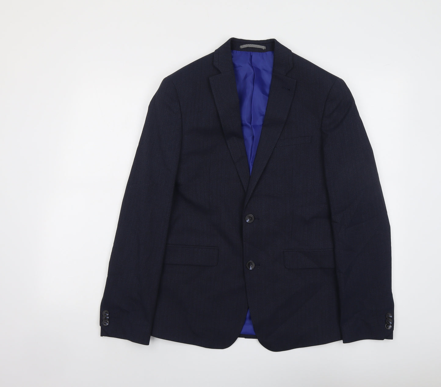 Marks and Spencer Mens Blue Striped Polyester Jacket Suit Jacket Size 36 Regular