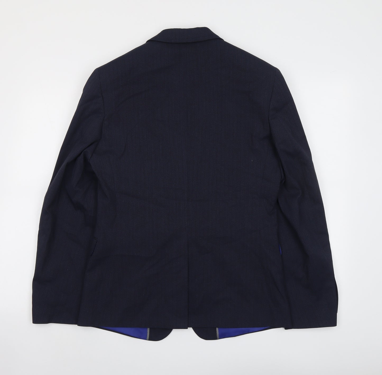 Marks and Spencer Mens Blue Striped Polyester Jacket Suit Jacket Size 36 Regular