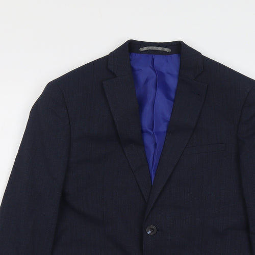 Marks and Spencer Mens Blue Striped Polyester Jacket Suit Jacket Size 36 Regular