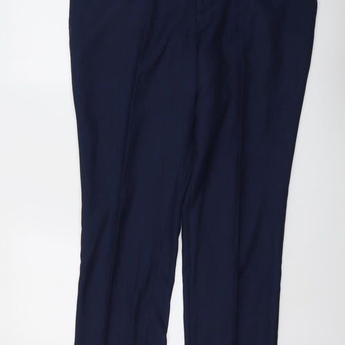 Paul Andrew Mens Blue Polyester Dress Pants Trousers Size 40 in L30 in Regular Button