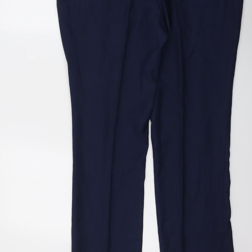 Paul Andrew Mens Blue Polyester Dress Pants Trousers Size 40 in L30 in Regular Button
