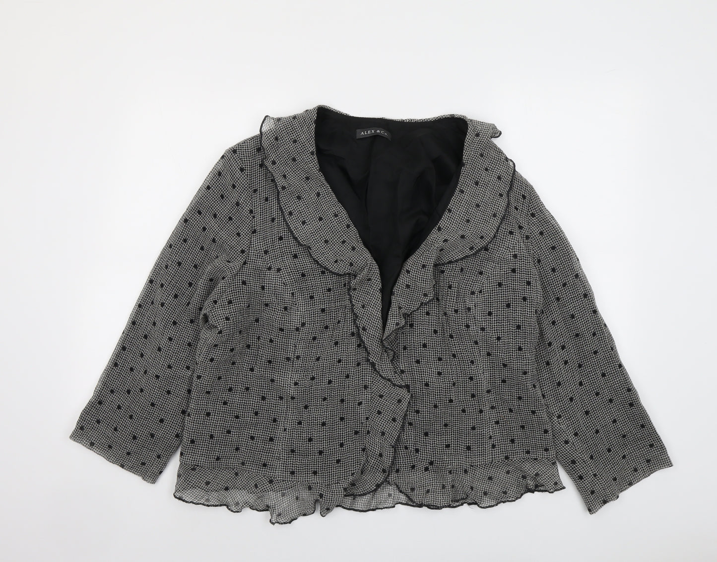 Alex & CO Womens Grey Polka Dot Jacket Blazer Size 20 Hook & Eye