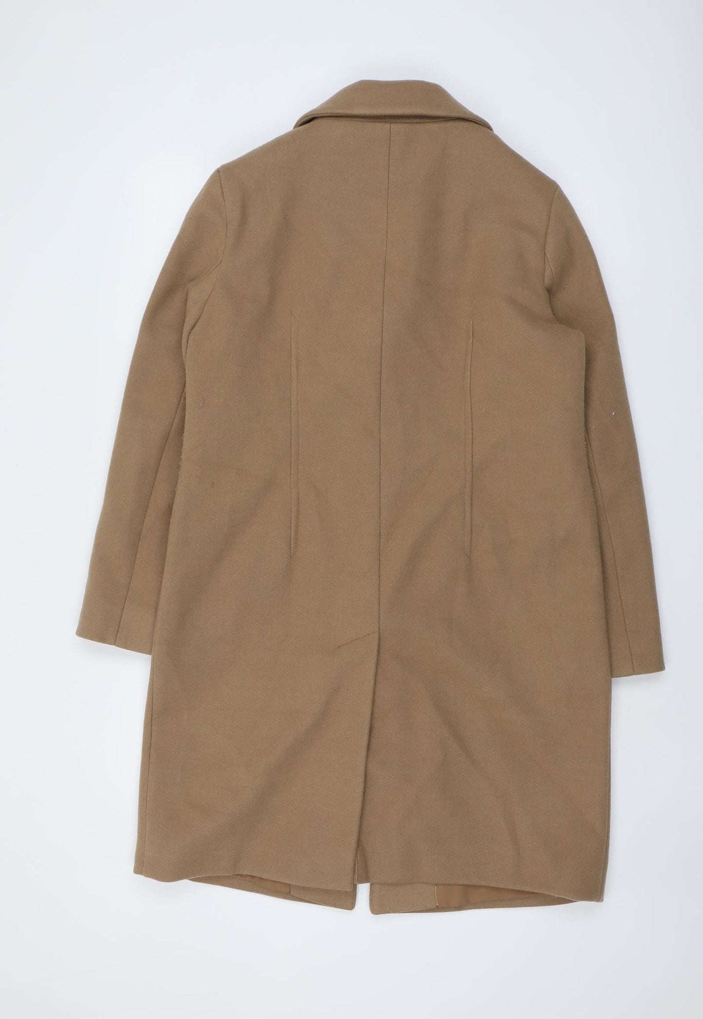 Marks and Spencer Womens Beige Overcoat Coat Size 12 Snap