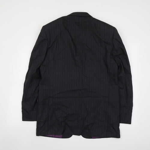 Racing Green Mens Grey Striped Wool Jacket Suit Jacket Size 42 Regular
