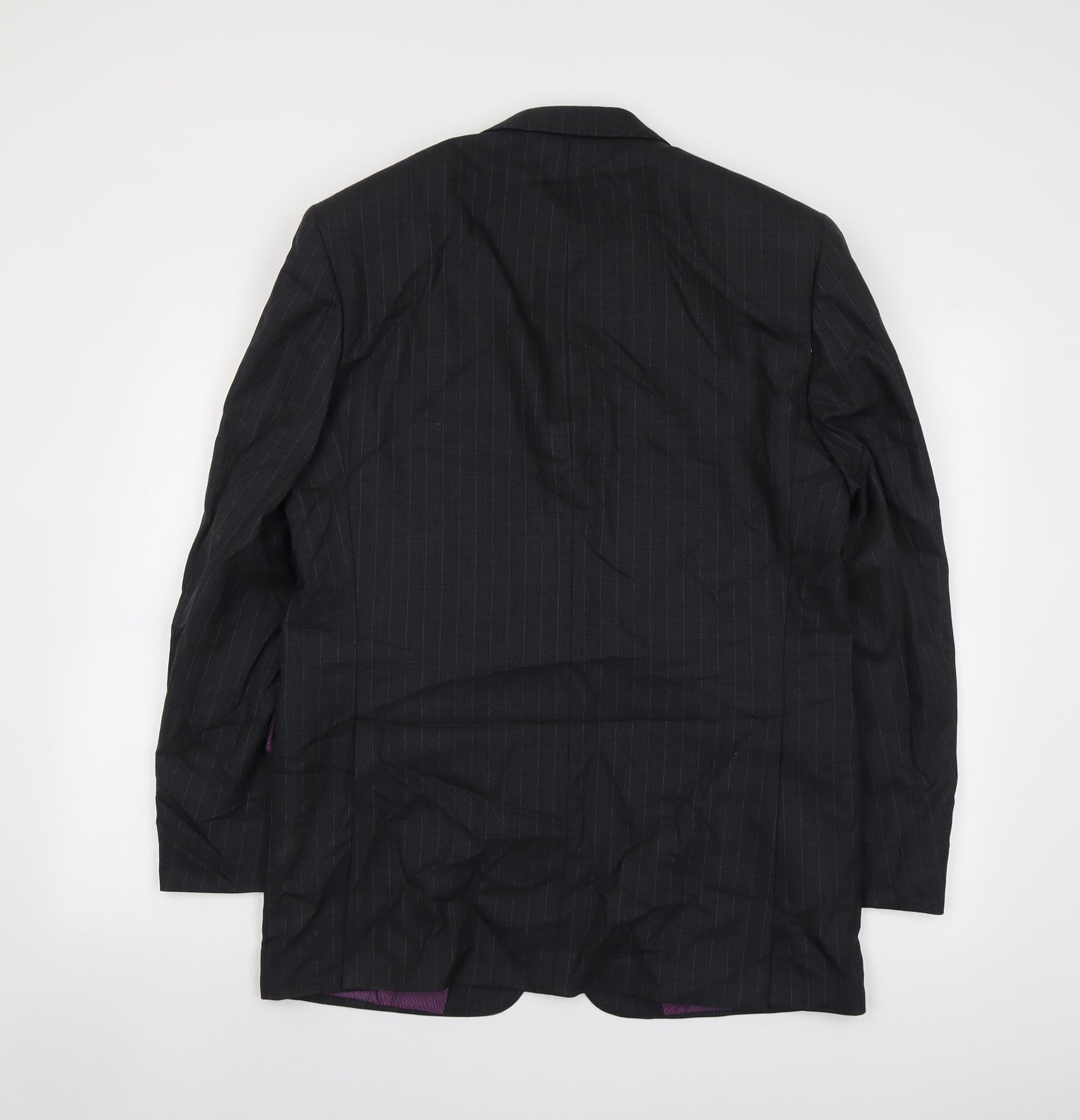 Racing Green Mens Grey Striped Wool Jacket Suit Jacket Size 42 Regular