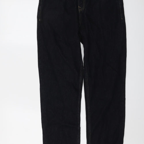 Marks and Spencer Boys Blue Cotton Straight Jeans Size 13-14 Years Regular Button