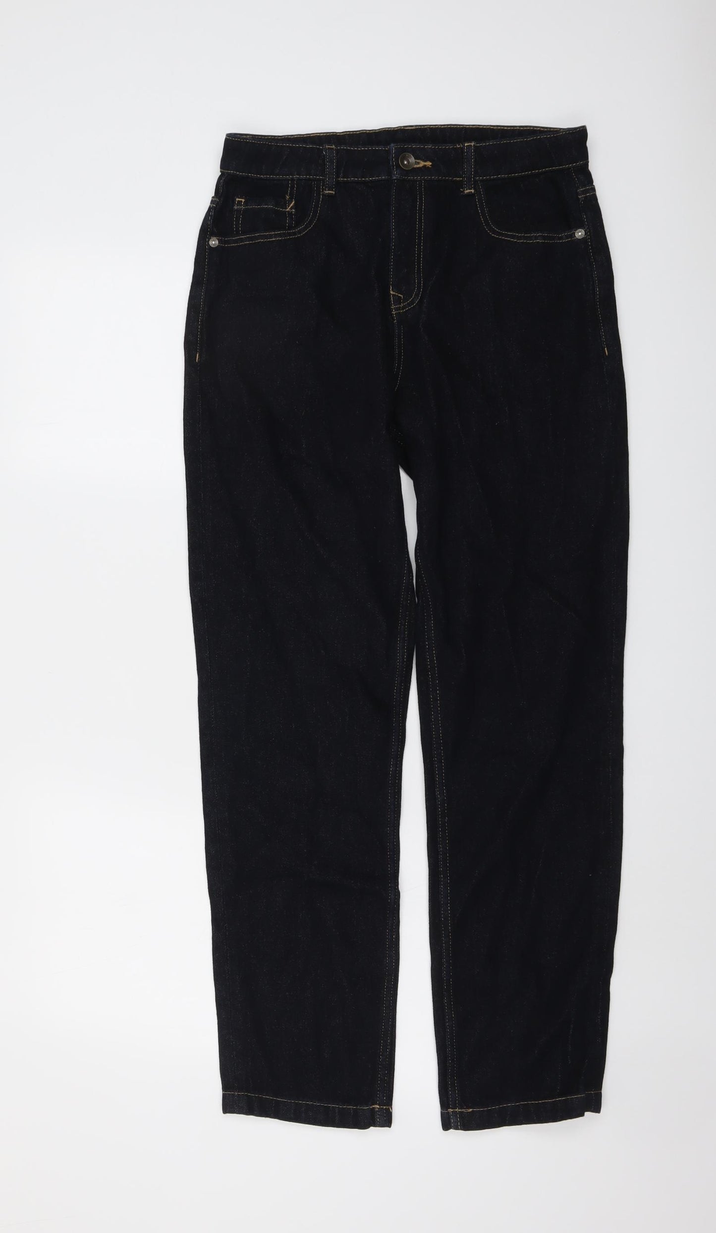 Marks and Spencer Boys Blue Cotton Straight Jeans Size 13-14 Years Regular Button