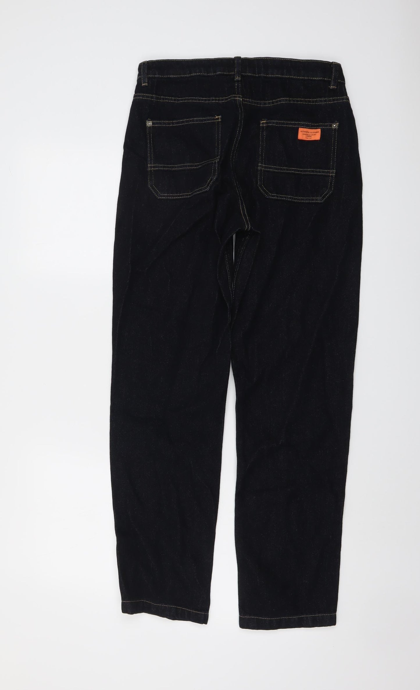 Marks and Spencer Boys Blue Cotton Straight Jeans Size 13-14 Years Regular Button