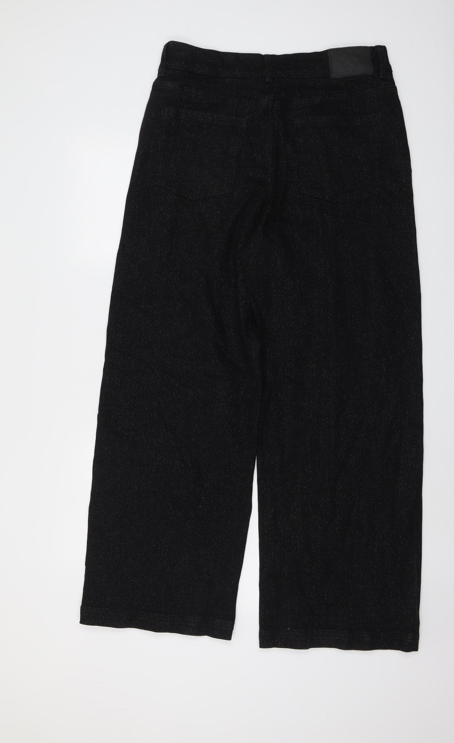 Per Una Womens Black Cotton Straight Jeans Size 14 L29 in Regular Button