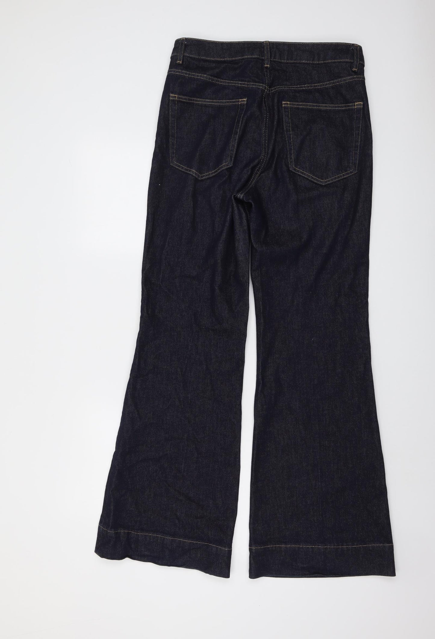 Marks and Spencer Womens Blue Cotton Flared Jeans Size 10 L30 in Regular Button
