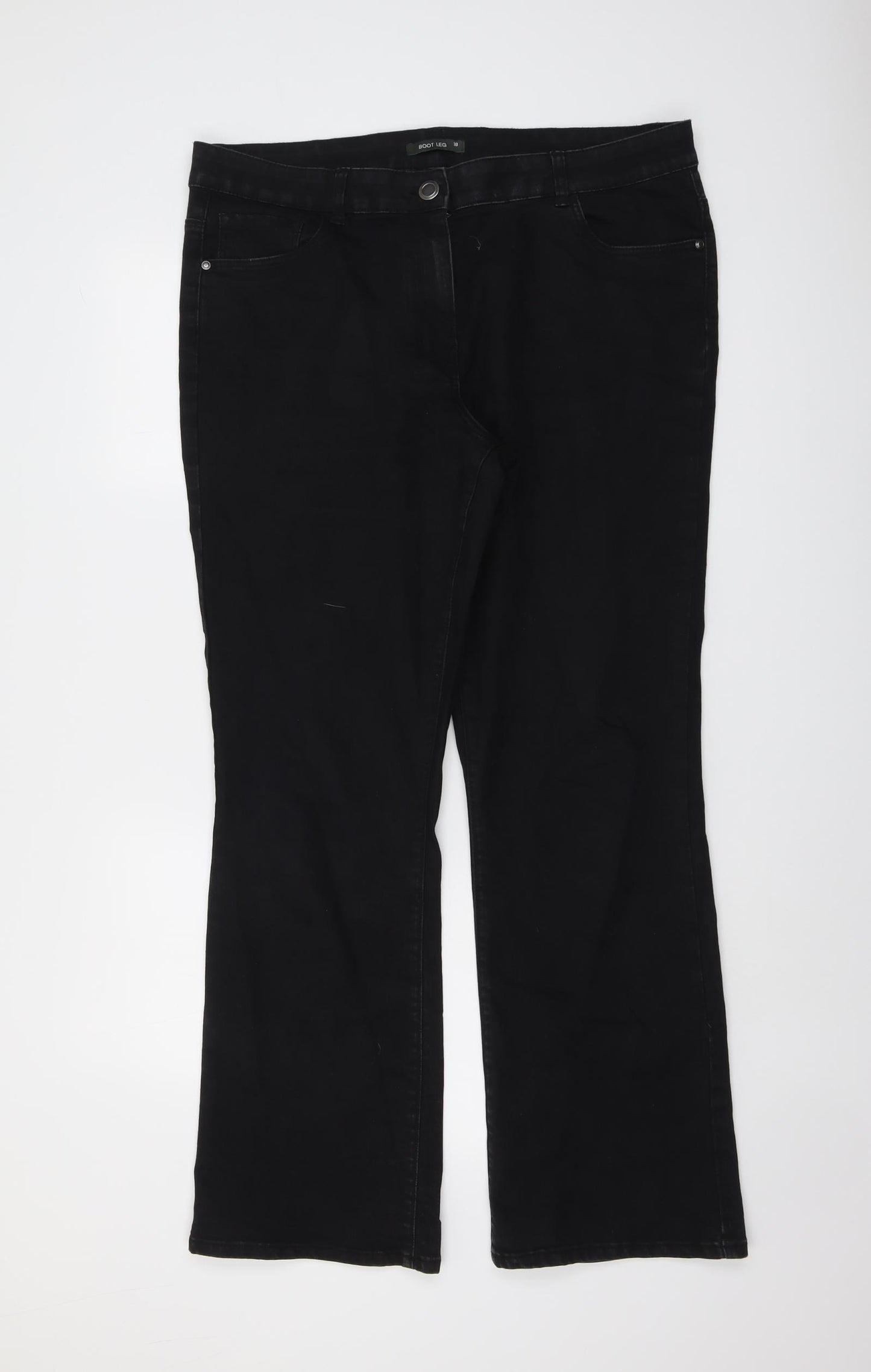 Bonmarché Womens Black Cotton Bootcut Jeans Size 18 L31 in Regular Button