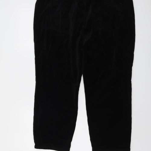 Marks and Spencer Womens Black Cotton Trousers Size 20 L23 in Regular Button