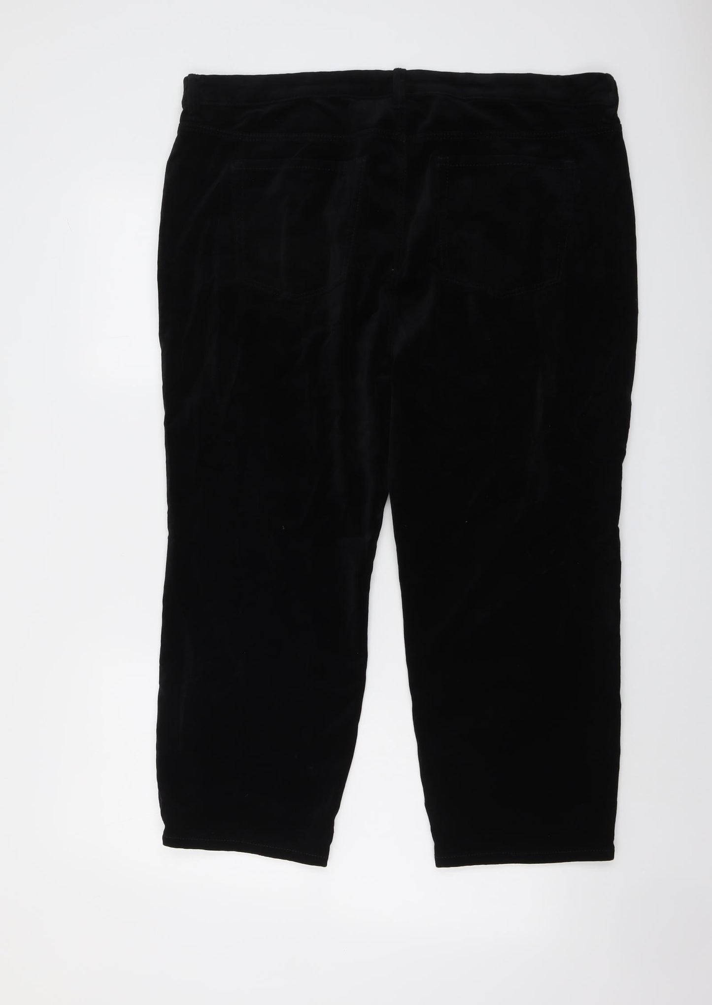 Marks and Spencer Womens Black Cotton Trousers Size 20 L23 in Regular Button