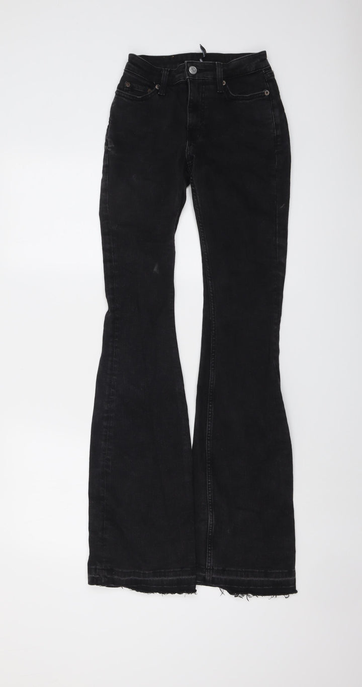 Weekday Womens Black Cotton Bootcut Jeans Size 23 in L33 in Regular Button