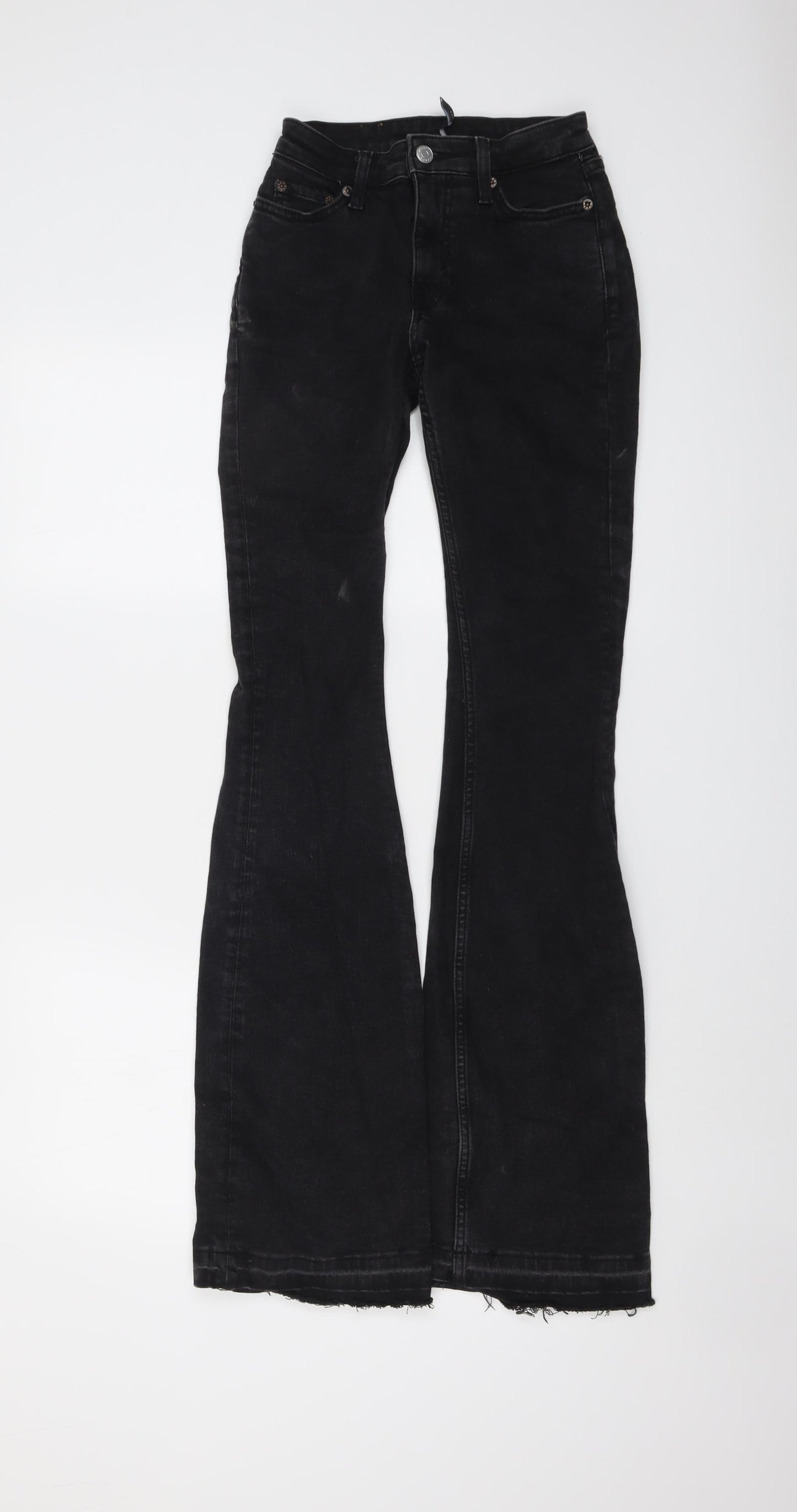 Weekday Womens Black Cotton Bootcut Jeans Size 23 in L33 in Regular Button