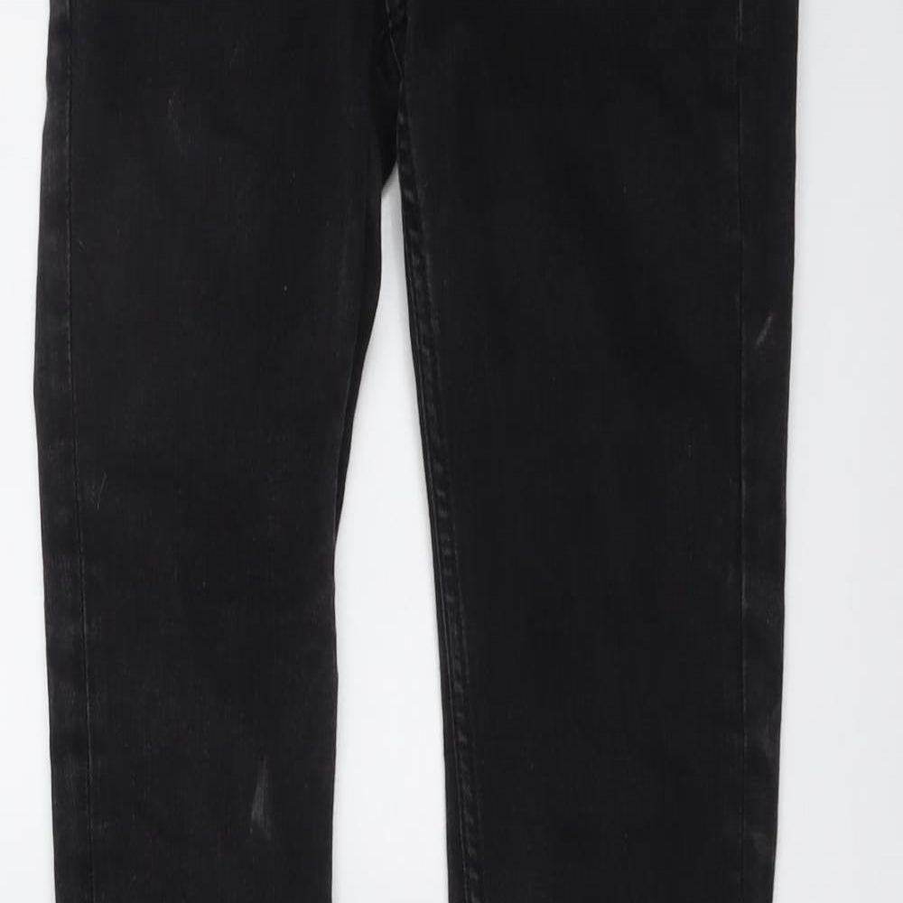 Weekday Womens Black Cotton Bootcut Jeans Size 23 in L33 in Regular Button