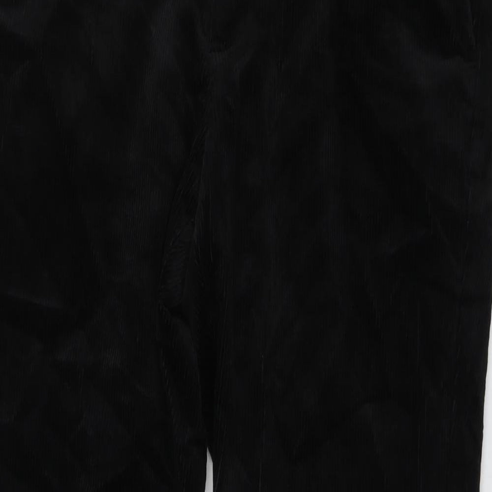 Marks and Spencer Mens Black Cotton Trousers Size 36 in L31 in Regular Button