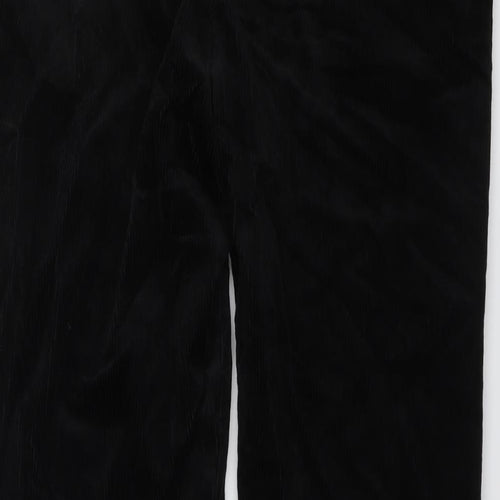 Marks and Spencer Mens Black Cotton Trousers Size 36 in L31 in Regular Button