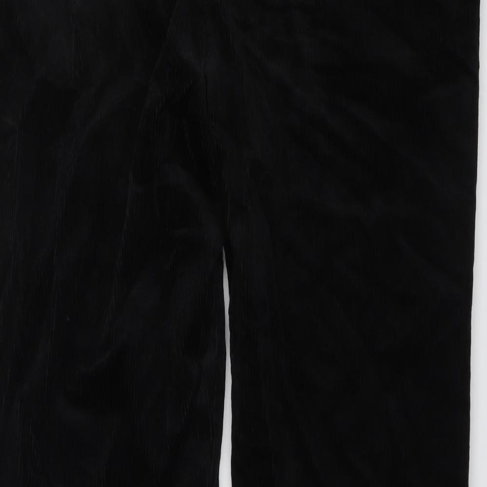 Marks and Spencer Mens Black Cotton Trousers Size 36 in L31 in Regular Button