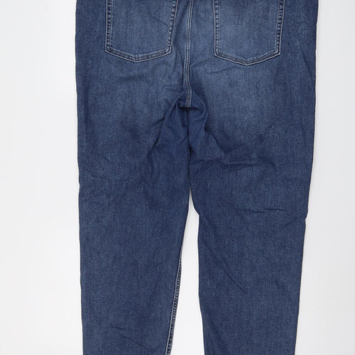 Marks and Spencer Womens Blue Cotton Mom Jeans Size 20 L25 in Regular Button