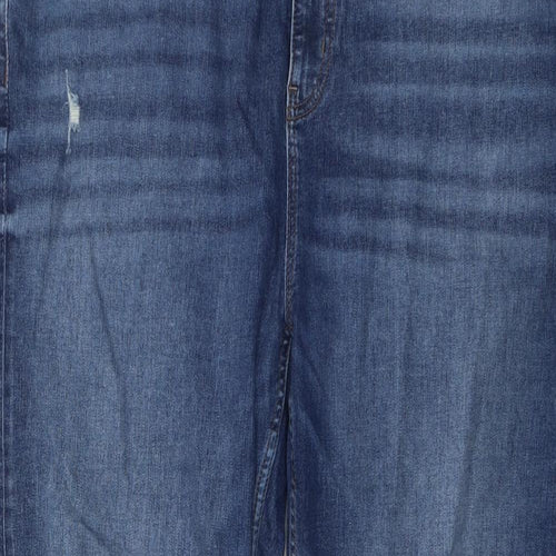 Marks and Spencer Womens Blue Cotton Mom Jeans Size 20 L25 in Regular Button