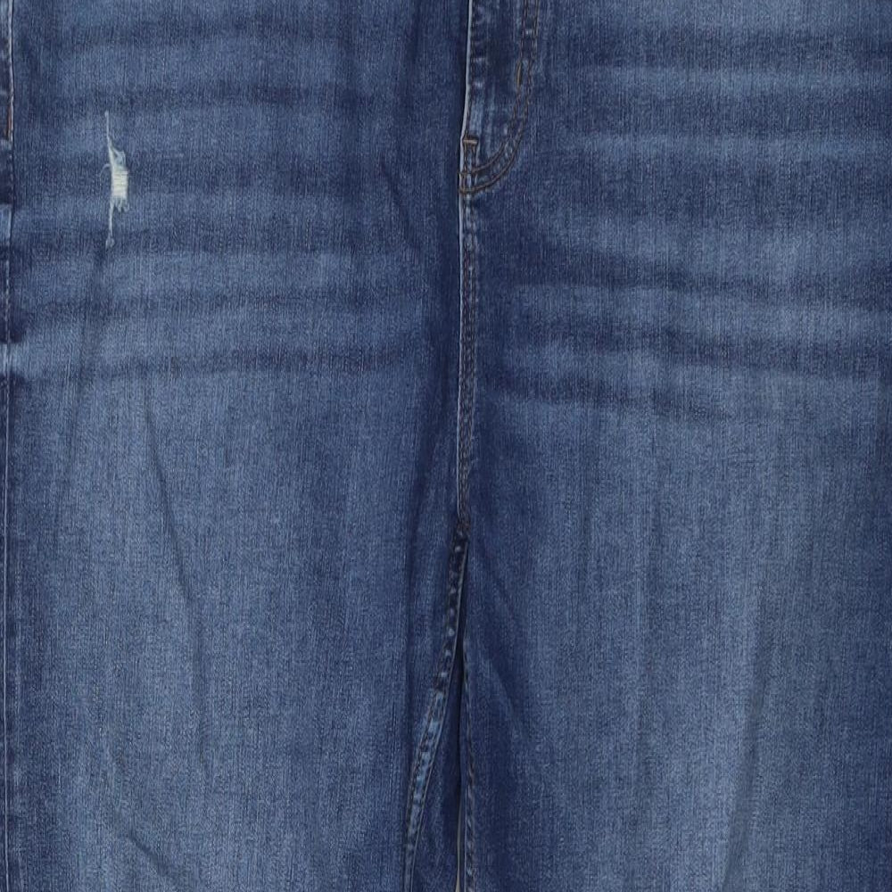 Marks and Spencer Womens Blue Cotton Mom Jeans Size 20 L25 in Regular Button