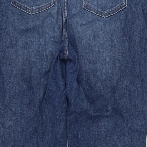Marks and Spencer Womens Blue Cotton Mom Jeans Size 20 L25 in Regular Button