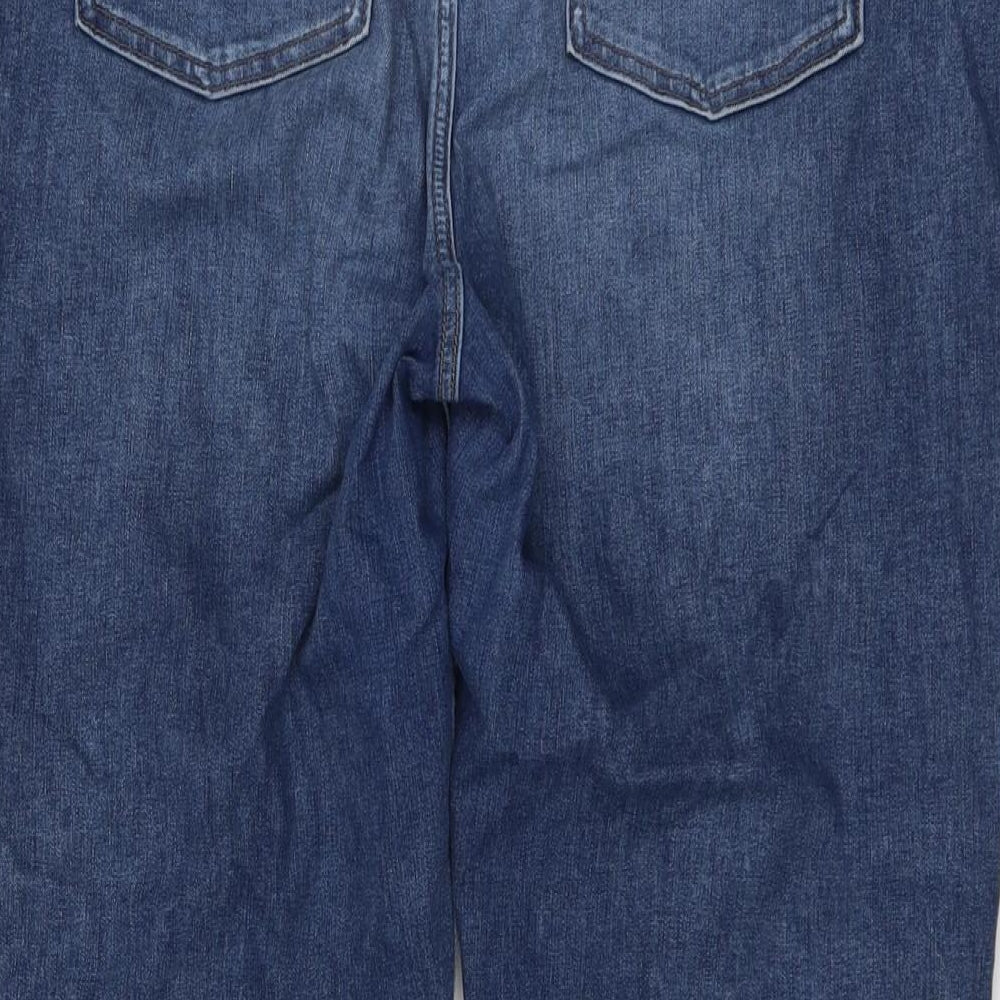 Marks and Spencer Womens Blue Cotton Mom Jeans Size 20 L25 in Regular Button