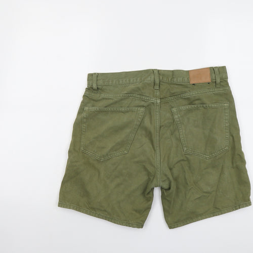 Weekday Mens Green Cotton Chino Shorts Size 30 in L7 in Regular Button