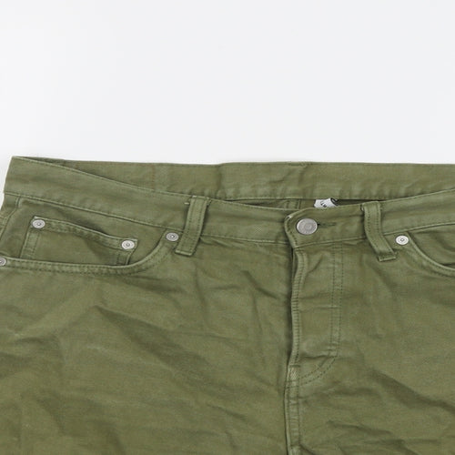 Weekday Mens Green Cotton Chino Shorts Size 30 in L7 in Regular Button