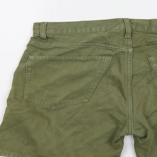 Weekday Mens Green Cotton Chino Shorts Size 30 in L7 in Regular Button